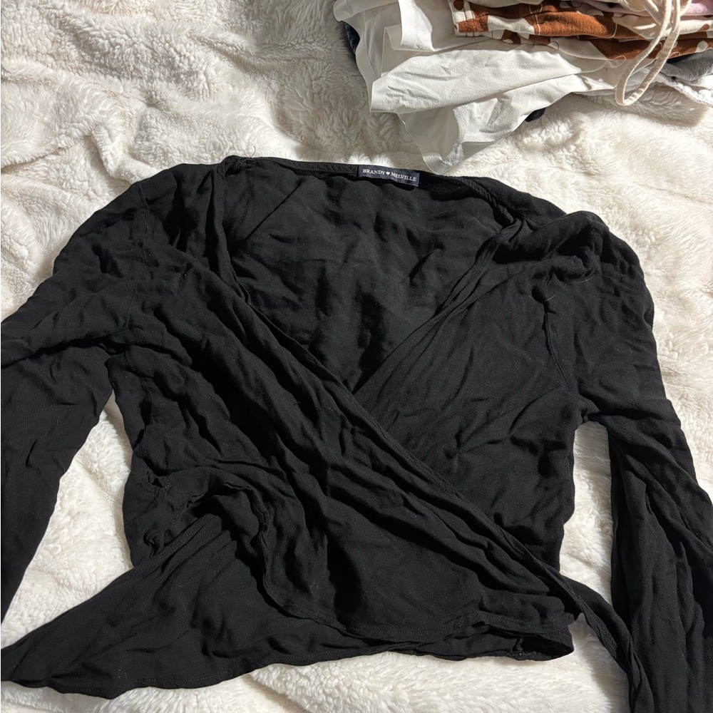 Brandy Melville Black Wrap Top